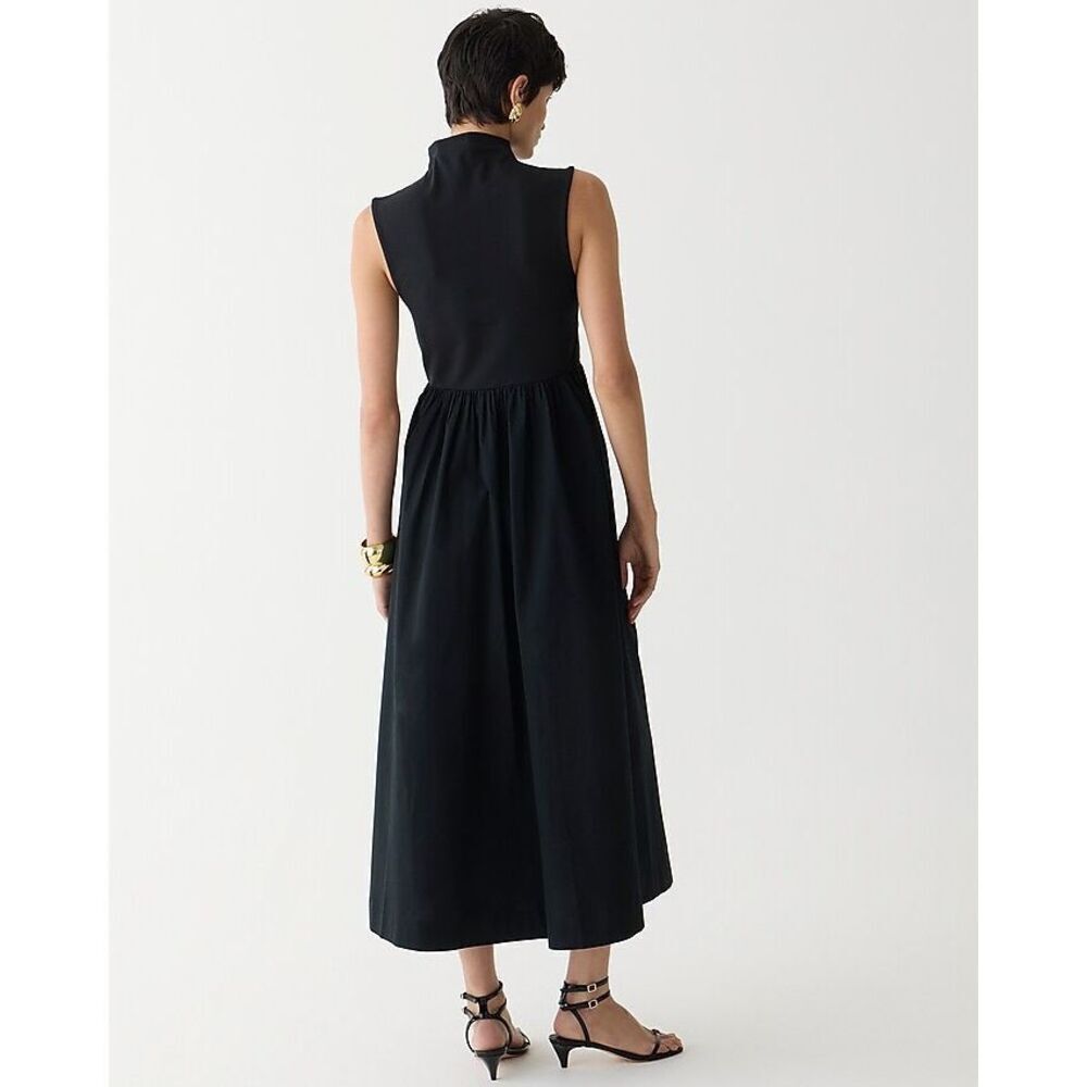J.Crew Fitted Knit Mockneck Dress with Poplin Skirt - Black Size XS NWT BY263 - Picture 3 of 13
